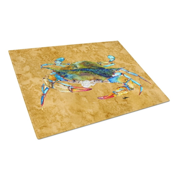 Carolines Treasures 8655LCB Crab Glass Cutting Board Large, 12H x 16W, multicolor