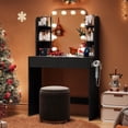 thumbnail image 4 of Cuoote Makeup Vanity with Mirror and Lights, 3 Color Lighting, Small Vanity Desk with Power Outlet, Dressing Table for Small Spaces, 4 of 8