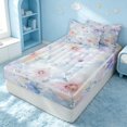 thumbnail image 3 of Erosebridal Chic Flower Zipper Full Size Comforter Sets with Fitted Sheet and 2 Pillowcases, Cute Floral Zipper Bedding Set, Reversible, Pastel Blue Watercolor, Reversible, 3 of 7