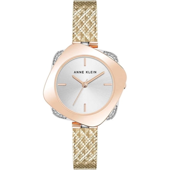 Anne Klein Premium Crystal Accented Mesh Bracelet Ladies Watch