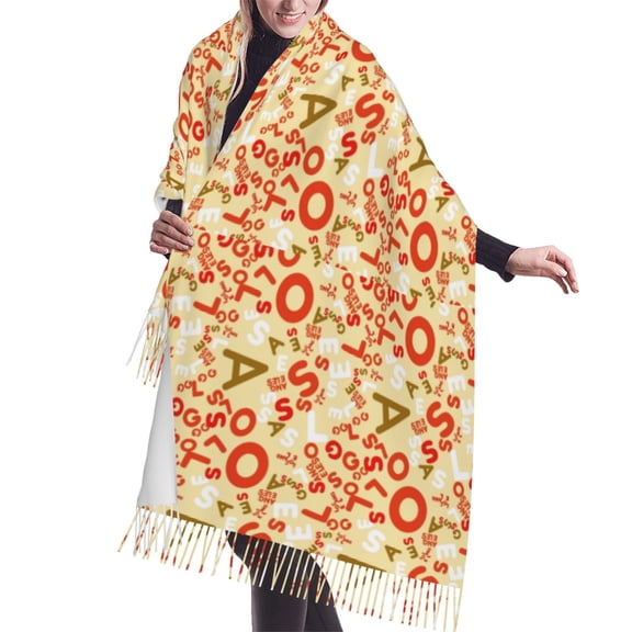 Shawl Wraps for Women - Scandinavian Alphabet2 Oversized Fall Winter Fashion Blanket Scarf for Women