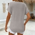 thumbnail image 4 of Luvior Women’s Summer Waffle Knit Short Sleeve Pocket T-Shirt – Textured Crew Neck Solid Breathable Top, Casual Everyday Basic Tee with Front Pocket, 4 of 6