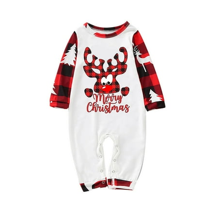 

Baby Family Christmas Pajamas Cute Christmas Deer Print Pajamas Plaid Holiday Pajamas Set Parent Child