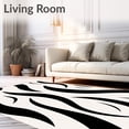 thumbnail image 2 of ODIKA 3'x5' Machine Washable Non-Slip Area Rug, Fauna Wavy Lined Deluxe Shag Arrangement High Traffic Rug with Pad, Black, 660180, 2 of 8