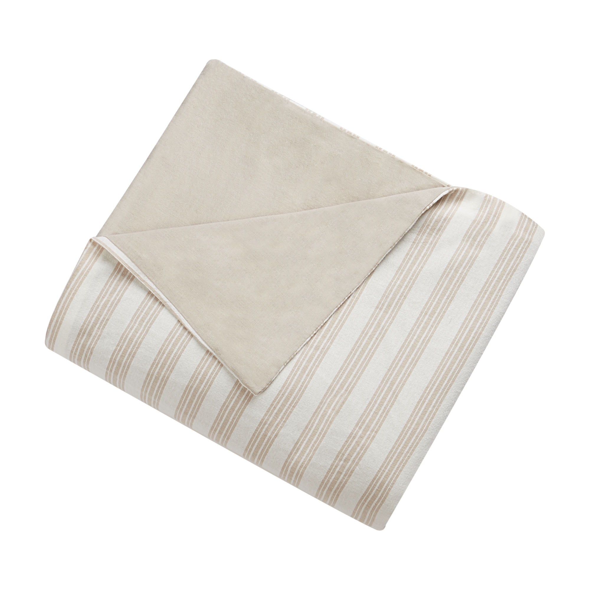 HOMETRENDS 3-Piece Taupe Stripe Duvet Cover Set, Double/Queen, 100% Cotton