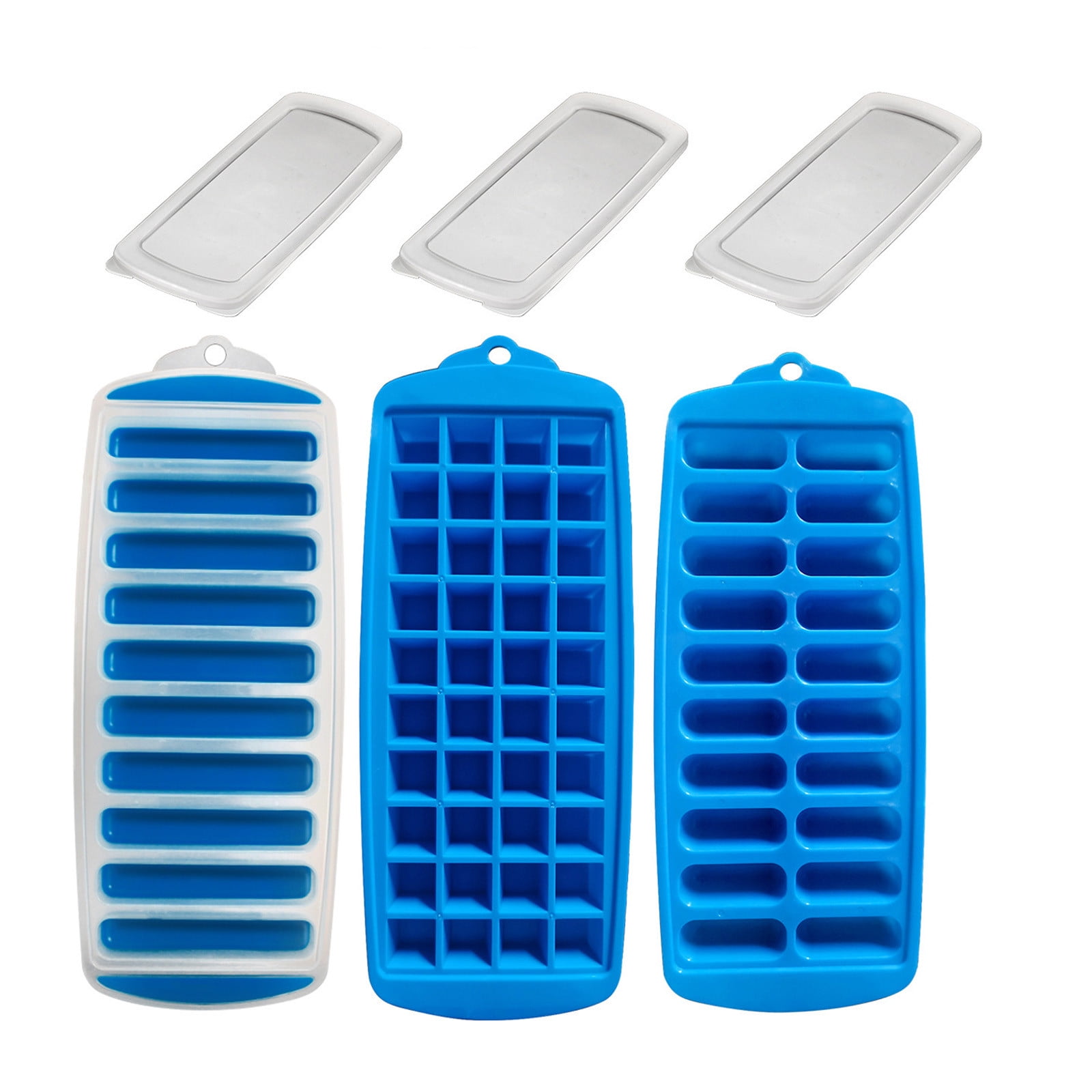 SRstrat 3 PCS Ice Cubes Tray, Long Ice Stick Tray,checkered Silicone With Lid,Reusable, Flexible