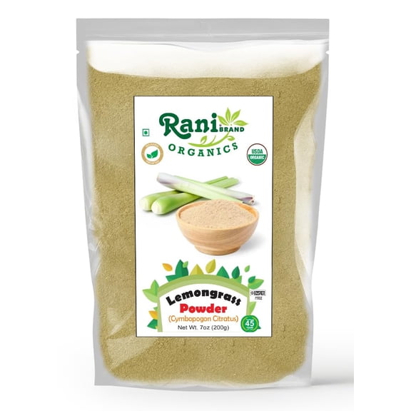 Rani Organic Lemongrass Powder (Cymbopogon Citratus) 7oz (200g) ~ All Natural | No Color | Gluten Friendly | Vegan | Non-GMO | Kosher | No Salt or fillers | Indian Origin | USDA Organic Certified