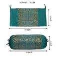 thumbnail image 4 of Stylo Culture Traditional Polydupion Cylindrical Tube Pillow Bolster Pillow Covers Dark Green Elephant Jacquard Brocade Border Large Couch Cylinder Cushion Covers (Set of 2) | 30x15 Inches (76x38 cm), 4 of 5