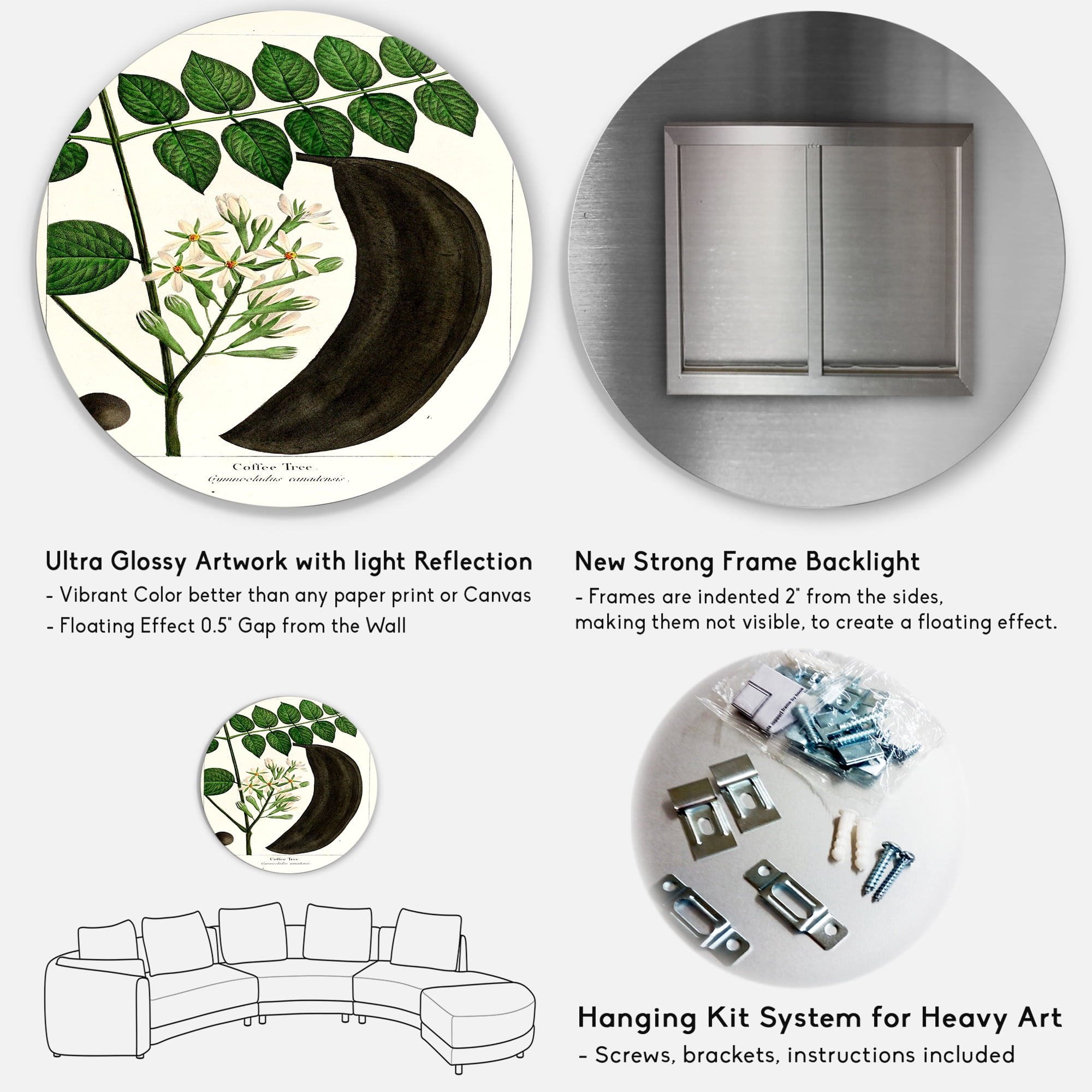 Designart 'Ancient Plant Life IX' Traditional Circle Metal Wall Art 36x36 - Disc of 36