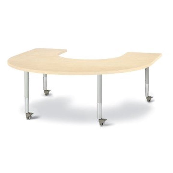 Berries Horseshoe Activity Table - 66" X 60", Mobile - Maple/Maple/Gray