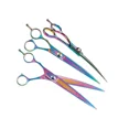 thumbnail image 2 of Dog Grooming Shears Opalescent Rainbow Straight Curved Thinning or Set of 3 or 5 (8.5 inch Curved), 2 of 11