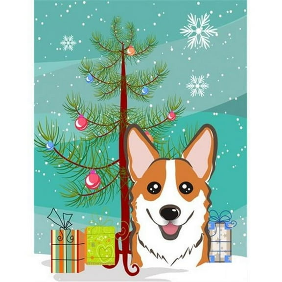 Christmas Tree And Red Corgi Flag Garden Size