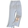 thumbnail image 2 of Wuxian Girls Pants Leggings Winter Spring Warm Footless Thick Fuzzy Lined Bottoms Tights Cozy Flared Trousers Solid Color Cute Polka Dot Bows Layered Pantyhose For Toddler,Light Gray,3-4 Years, 2 of 3