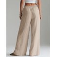 thumbnail image 4 of Pantalón palazzo casual de pierna ancha LOMON para mujer, caqui, XL, 4 of 6