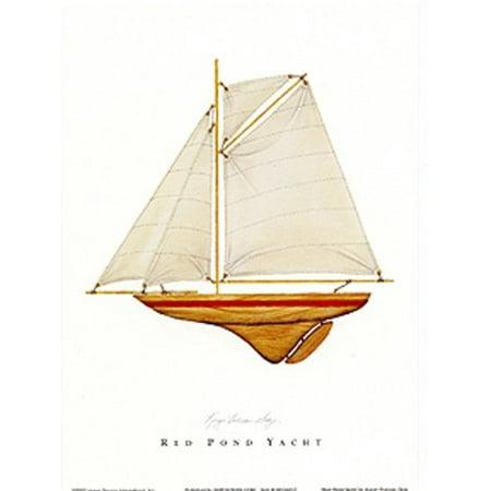 - Red Pond Yacht by Karyn Frances Gray 7x5 (card) Art Print Poster