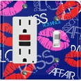 thumbnail image 1 of Metal Light Switch Plate Cover Lipstick Kisses Love Romance Dark Blue LOV007, 1 of 13