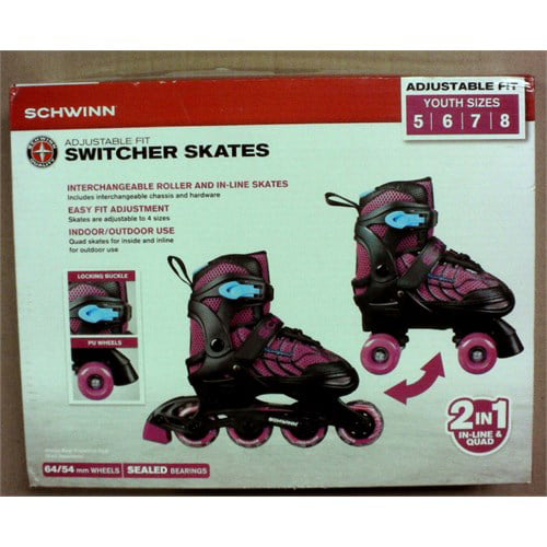 Details about   SCHWINN 2 in 1 Youth adjust Size 1-4  Roller Blades In-line Skates roller skates 