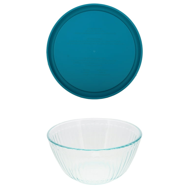 Pyrex (1) 7402 6-Cup/1.5L Sculpted Glass Mixing Bowl and (1) 7402-PC 6/7-Cup  Adriatic Blue Lid - Walmart.com