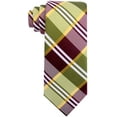 thumbnail image 3 of Scott Allan Buffalo Plaid Tie | Brown and Green Necktie | Regular Size Tie 3.3" Tip, 3 of 5
