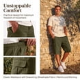 thumbnail image 2 of UDAUDU Mens Cargo Shorts Casual Elastic Waist Twill Work Shorts Relaxed Fit Hiking Chino Hiking Stretch Short Pants with Multi Pockets Army Green 2XL, 2 of 9