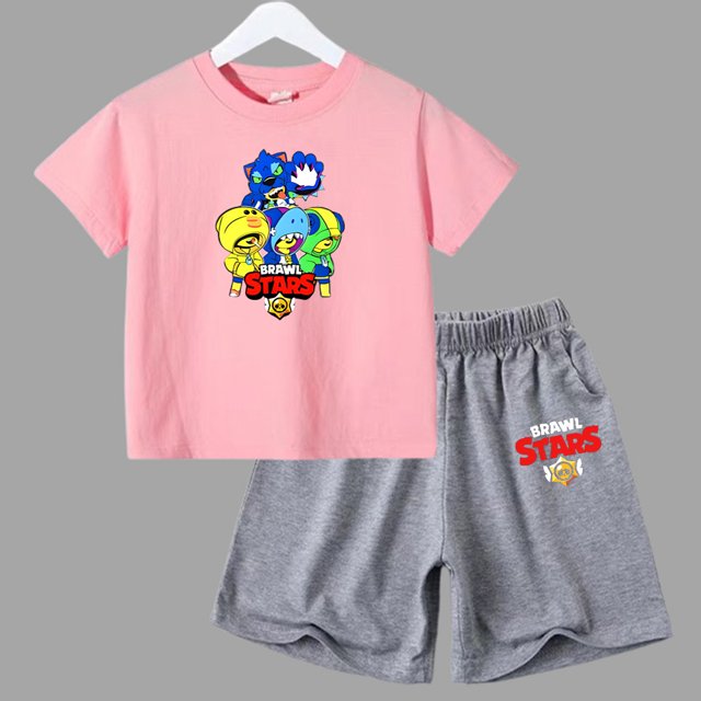 Ensemble 2 Pcs d'Été Anime Combat Jeu de Rôle T-Shirt à Manches Courtes + Shorts Vêtements Décontractés Enfants Col Rond Garçons Filles Tout-Petits