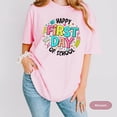 thumbnail image 3 of VibeNest Studio Unisex Happy First Day of School Retro Cute Teacher Back to School Garment Dyed Graphic T-Shirt, 3 of 9