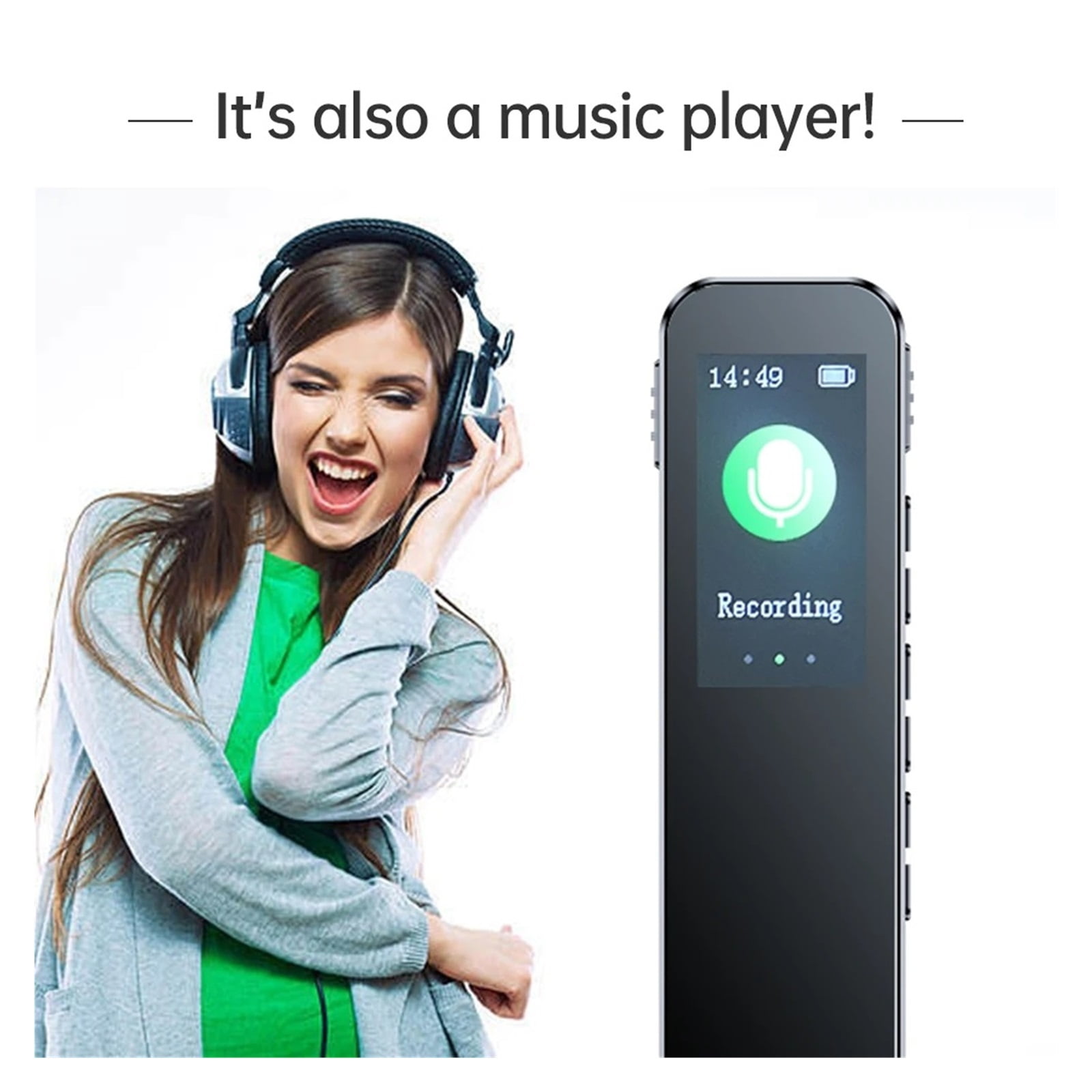 Digital Voice Recorder Noise Reduction Record with Playback Music Player Activated Record Recording ,Multi-Function
