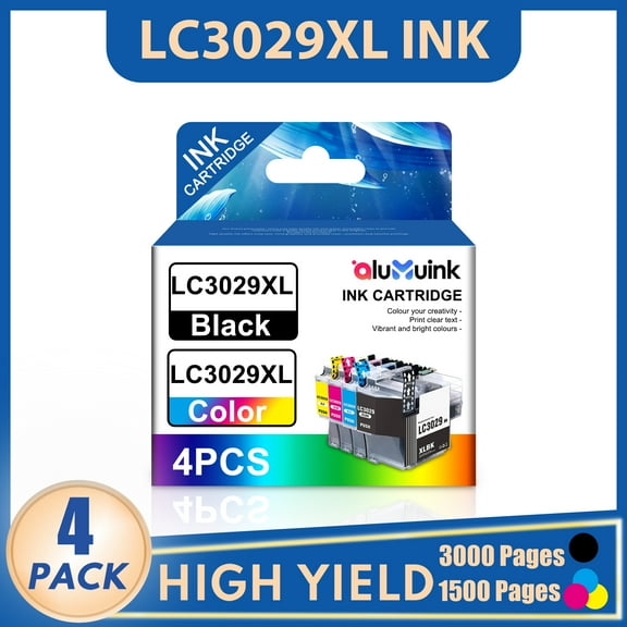 LC3029XL Ink cartridges Compatible for Brother LC3029XL ink Work with Brother MFC-J6535DWXL MFC-J6935DW Printer (1 Black, 1 Cyan, 1 Magenta, 1 Yellow, 4 Pack)