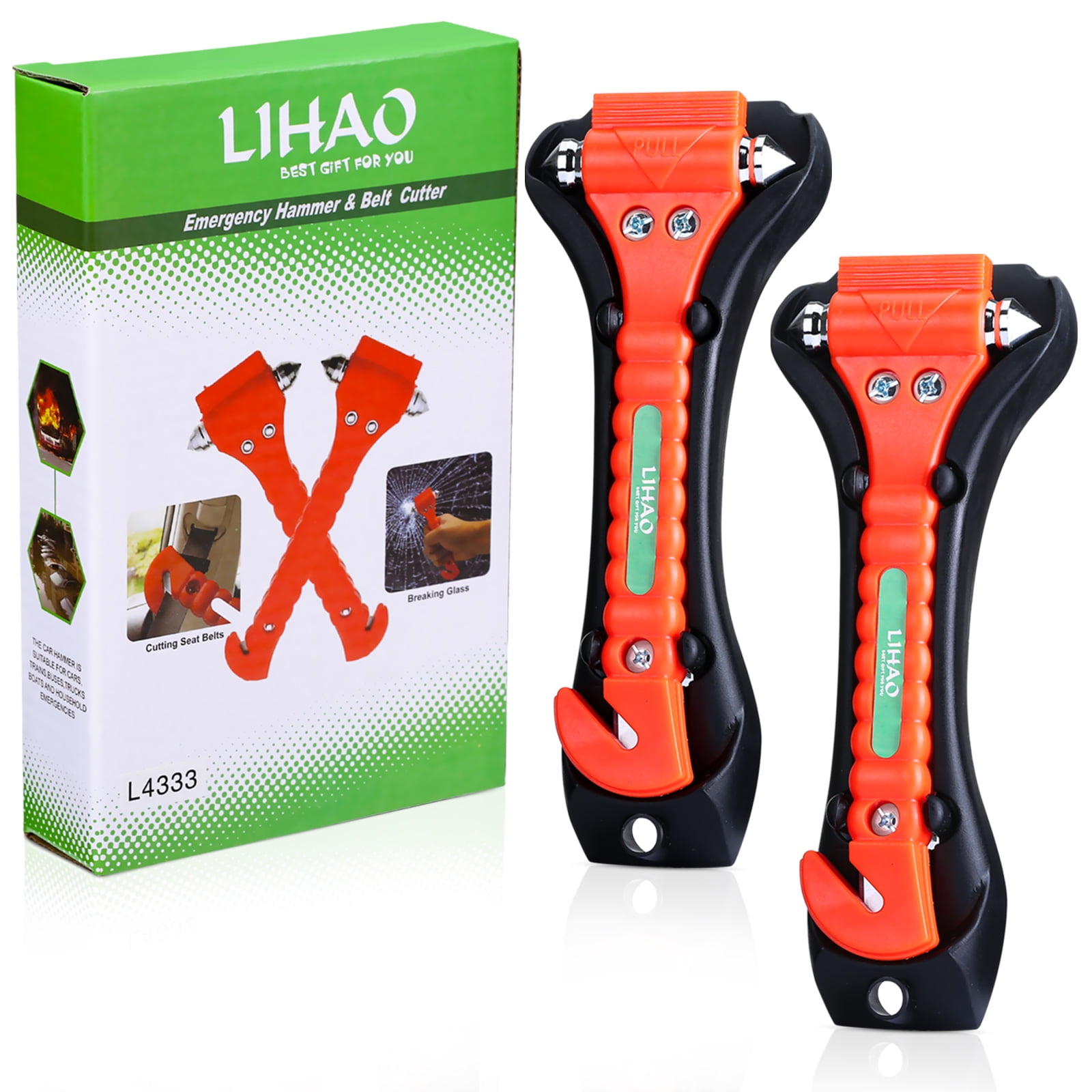 Naler 2 Pack Car Emergency Escape Tool Auto Seatbelt Cutter Window Breaker Glass Hammer,0.705lb