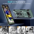 thumbnail image 3 of KOMI Case for Google Pixel 8 Pro with Slide Camera Cover+Screen Protector (1 Pack), Rotated Ring Kickstand Military Grade Shockproof Heavy Duty Protective Cover Green, 3 of 5