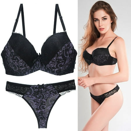 

VONCOS Women s Lace Sexy Erotic Underwear Fashion Female Sexy Lace Printed Coloured Bra Elastic Underwear