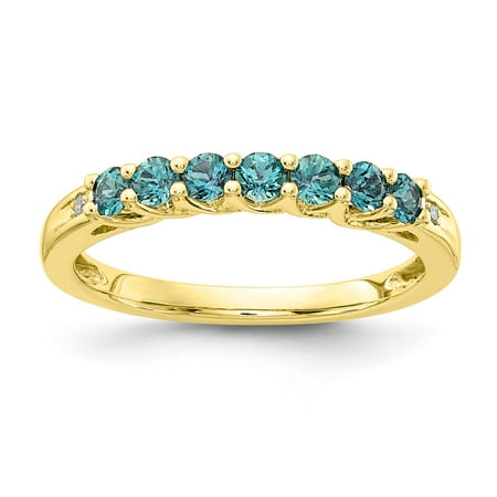 Yellow Topaz Birthstone - 10K Yellow Gold Created Alexandrite Birthstone Band w/ Diamonds