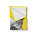 thumbnail image 2 of Animal Soft Flannel Fleece Throw Blanket, Hand Drawn Portrait of Cat with Glasses and Bow Tie Sketch Hipster Print, Cozy Plush for Indoor and Outdoor Use, 50" x 70", Yellow Grey White, by Ambesonne, 2 of 5