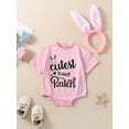 thumbnail image 2 of Honganda Baby 2Pcs Easter Outfits, Short Sleeve Letter Romper with Bunny Ears Headband Set, 2 of 9