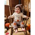 thumbnail image 6 of Loicainy Infant Baby Boy Thanksgiving Outfit 3 6 12 18 Months Letter Embroidery Long Sleeve Romper Pants Hat Clothes Set, 6 of 9