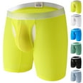 thumbnail image 4 of Men's Enhancing Mesh Trunks Smooth Boxer Briefs Underwear with Separate Pouch,Color:Yellow,Size:XL, 4 of 4