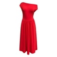 thumbnail image 4 of Vestido largo informal liso con hombros descubiertos y bolsillos, poliéster spandex, corte holgado, tallas S-XL, 4 of 4