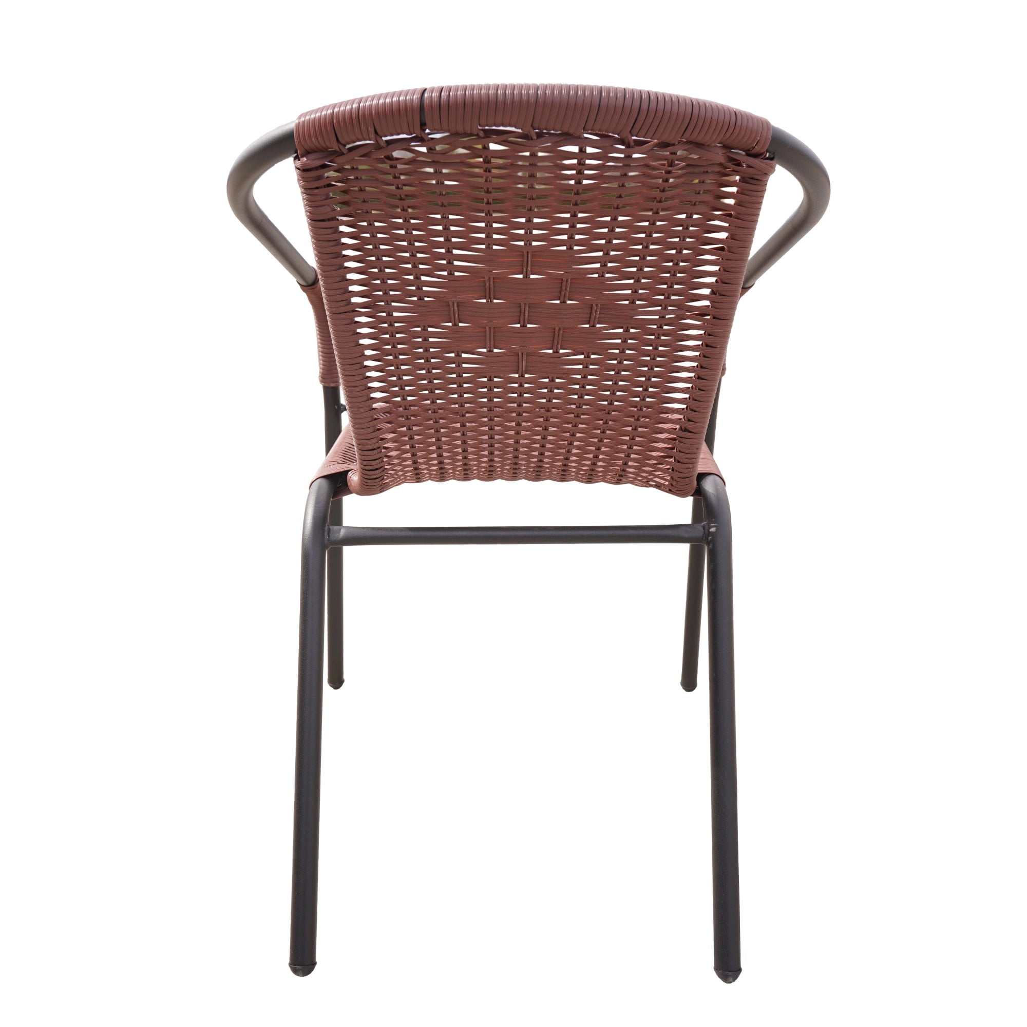 RTC Group Furniture Stackable Rattan Dining Chair, Set of 4 for Indoor/Outdoor Patio Restaurant, Porch, Backyard Dark Brown