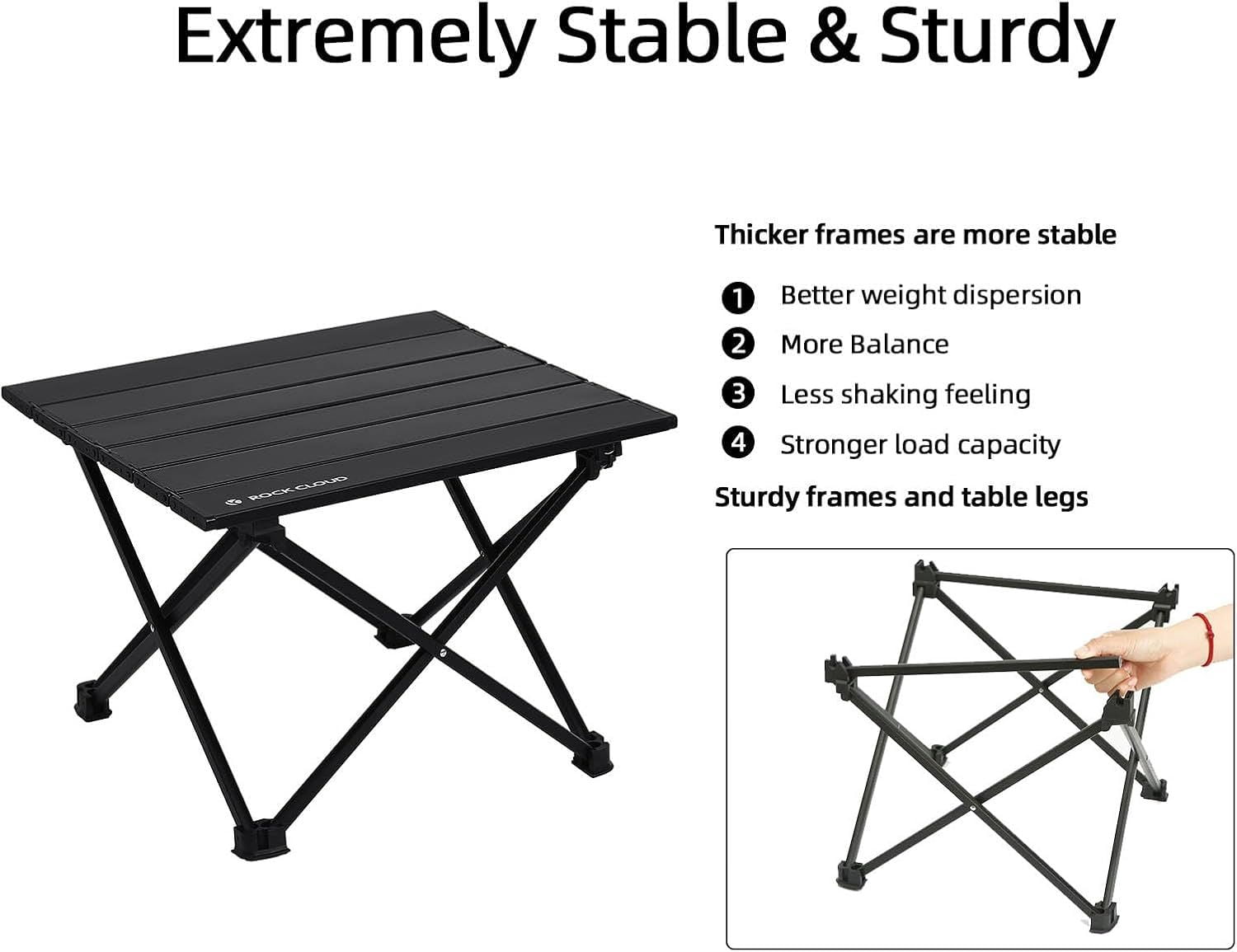 Ultralight Folding Camping Table, Aerospace Aluminum Backpacking Table with Detachable 600D Poly Storage Bag, Upgraded Nylon Hinges Supports 60 LBS for Hiking Fishing Picnic Beach