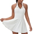 thumbnail image 2 of Haivin Ladies' sleeveless hanging neck lapel slim fit short skirt, outdoor running dress, tennis yoga fitness tennis dress, sleeveless lapel dress, 2 of 7
