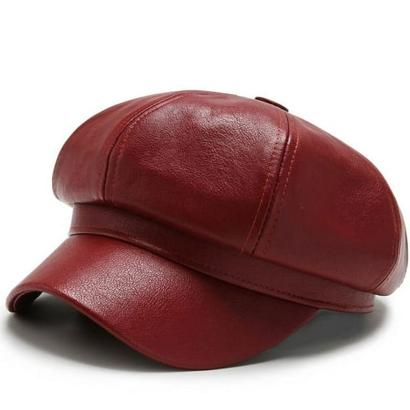 COCOpeaunt Fashion Unisex PU Leather Military Caps Spring Autumn Sailor Hats for Women Men Black Grey Flat Top Captain Cap Travel Cadet Hat