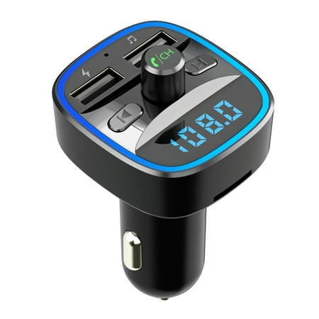 Car Bluetooth FM Transmitter, T25 Handsfree Wireless Bluetooth 5.0 Car Kit FM Transmitter Wireless Radio Adapter SD Slot USB