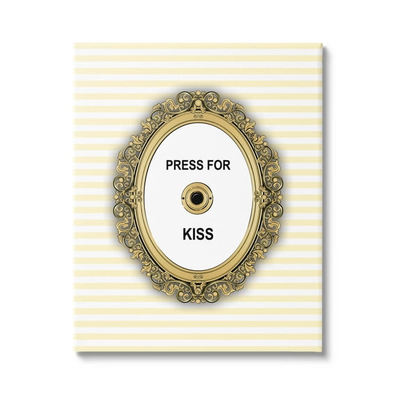 Stupell Industries Press For Kiss Romance Graphic Art Gallery Wrapped Canvas Print Wall Art, Design by Martina Pavlova