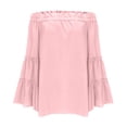 thumbnail image 3 of HongQid Womens Off The Shoulder Long Bell Sleeve Tops Flared Casual Loose Blouse, 3 of 6