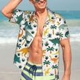 thumbnail image 5 of Lsque Dinosaurs and Tropical Leaves pattern Hawaiian Shirt for Men, Unisex Summer Beach Casual Short Sleeve Button Down Shirts-XX-Large, 5 of 9