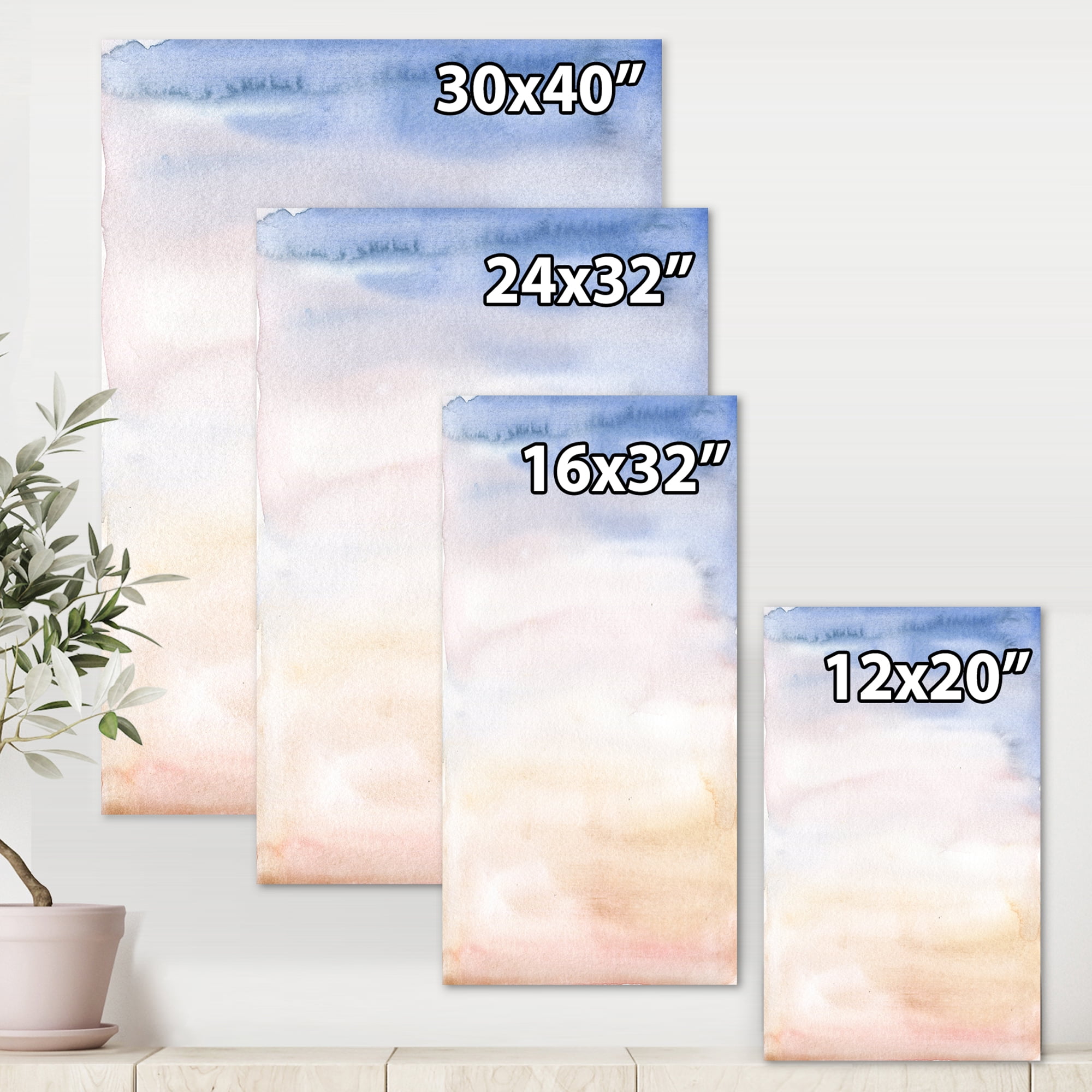 Designart ' Pastel Abstract With Pink Dark Blue and Beige Spots ' Modern Canvas Wall Art Print