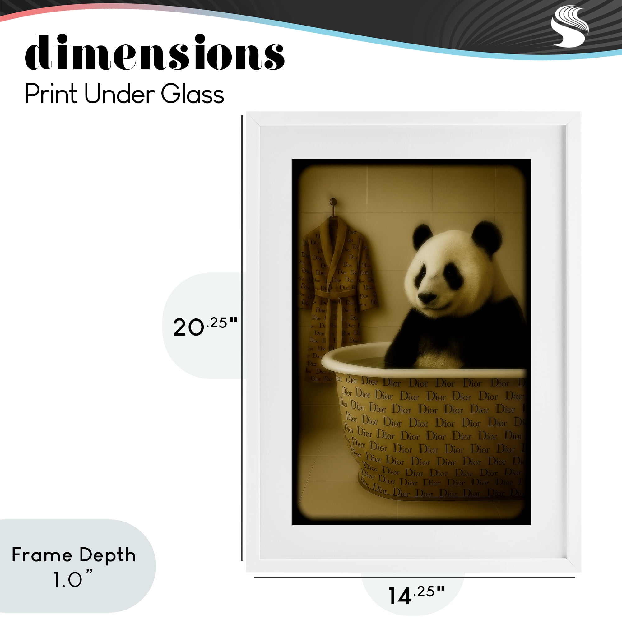 Stupell Industries Couture Panda in Luxury Tub White Framed Print Under Glass, design by Grotto Studios