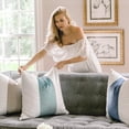 thumbnail image 2 of EVERGRACE Walsh Signature Velvet Panel Cotton Pillow Covers Set of 2, Decorative Pillow Covers 20"x20" for Couch, Square Cushion Cases for Sofa Bedroom Living Room, Aquamarine, 2 of 8