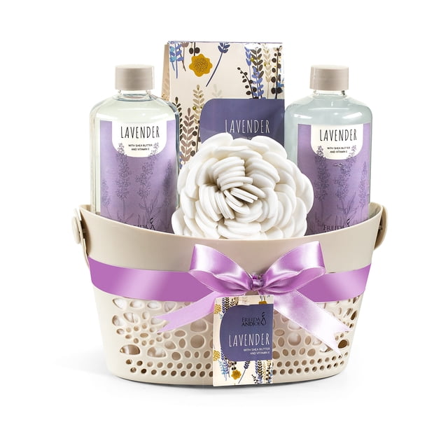 Delicia de aromaterapia Lavish Lavender Spa Cesta de regalo para baño y cuerpo para mujeres Kit de spa en casa Regalos definitivos para mujeres Relajación Mimos Lavanda de lujo