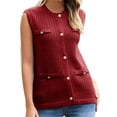 thumbnail image 4 of LANGWYQU Fall Winter Women Sleeveless Casual Knit Cardigan Vest Coat, 4 of 5